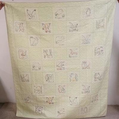 1044	QUILT W/EMBROIDERED BIRDS, 64 IN X 76 IN
