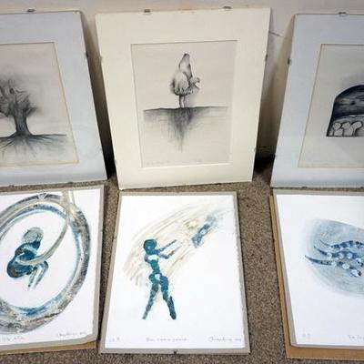 1237	6 PIECE ARTWORK WITH 3 ARTIST PROOFS. ARTIST PROOFS ARE PENCIL SIGNED AND TITLED. ARTIST PROOFS ARE 12 IN BY 15 IN
