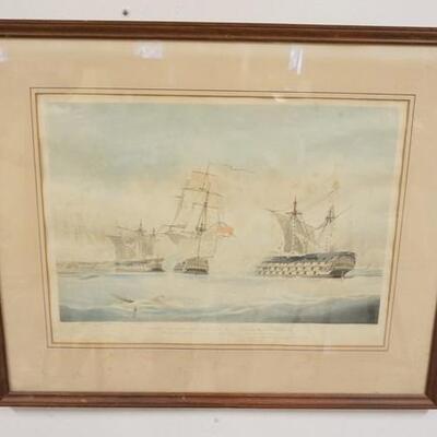 1202	SAILING SHIP PRINT, *ADMIRAL SIR JOHN FERRIS OFF CAPE ST VINCENT ON THE 14TH OF FEBRUARY, 1797* ORIGNALLY BY WILLIAM HUGGINS, SOME...