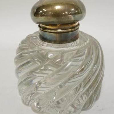 1088	LARGE SWIRL GLASS INKWELL, NO INSERT, DENTS IN THE TOP, 5 3/4 IN HIGH
