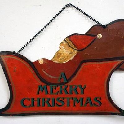 1238	METAL SANTA ON SLEIGH. MERRY CHRISTMAS, CONTEMPORARY
