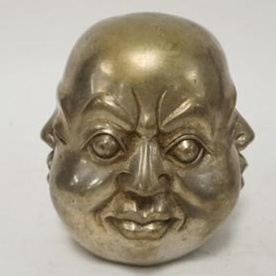 1193	4 FACED METAL BUDDHA HEAD, CHARACTER SIGNED, 4 1/2 IN HIGH
