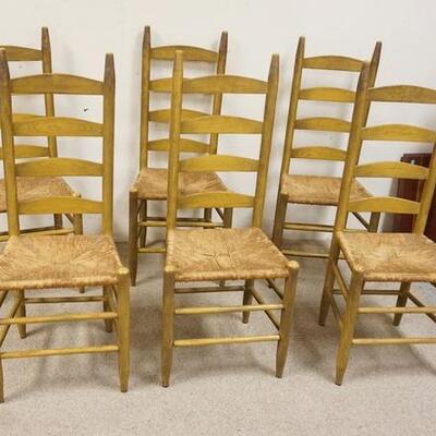 1213	SET OF 6 LADDER BACK RUSH SEAT CHAIRS
