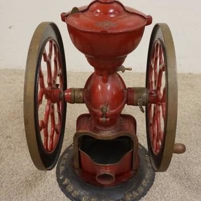 1025	ANTIQUE COUNTRY STORE 2 WHEEL COFFEE GRINDER THE CHA'S PARRER CO MERIDEN CONN #700
