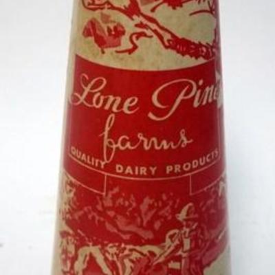 1239	WAX CONE SHAPED MILK CARTON, LONE PINE FARMS, HANOVER, NJ
