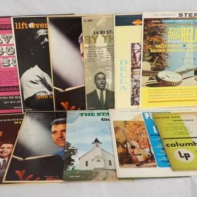 1022	LOT OF 13 RELIGIOUS ALBUMS; GOLDEN GATE SPIRITUALS (10 IN LP) AMEN! DELLA REESE, TENNESSEE ERNIE FORD: HYMNS (TWO COPIES), THE...