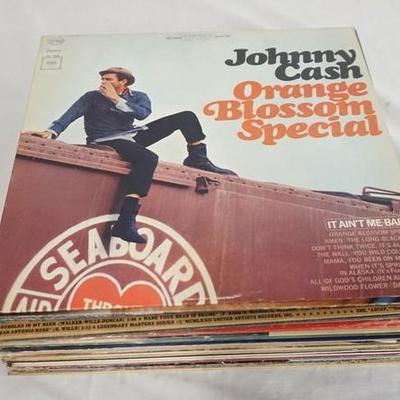1051	LOT OF 25 COUNTRY ALBUMS; JOHNNY CASH-ORANGE BLOSSOM SPECIAL, RING OF FIRE THE BEST OF JOHNNY CASH, THE HISTORY OF BOB WILLIS, CARL...