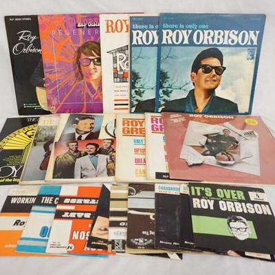1066	LOT OF 11 ROY ORBISON ALBUMS & 8 45S W/ PICTURE SLEEVES, THE ALBUMS ARE; THE SUN STORY VOL. 4 ROY ORBISON, GREATEST HITS (TWO COPIES...