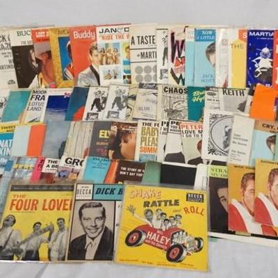 1075	LOT OF APP. 80 45S/EPS W/ PITURE SLEEVES INCLUDING; BILL HALEY & HIS COMETS, DICK HAYMES, THE FOUR LOVERS, ELVIS, THE BEATLES MOVIE...