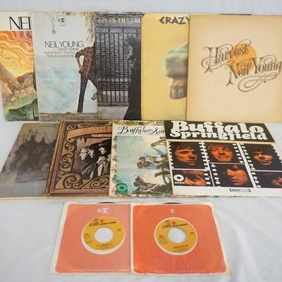 1010	LOT OF NINE NEIL YOUNG/NEIL YOUNG RELATED ALBUMS & 2 45S. THE ALBUMS ARES; JOURNEY THROUGH THE PAST A FILM BY NEIL YOUNG (DOUBLE LP)...