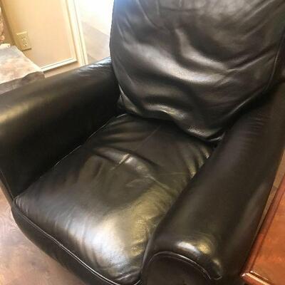 Black Leather Side Chair by Century made in Hickory North Carolina