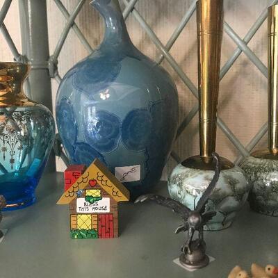 Blue Pottery, Pair of Vintage Vases