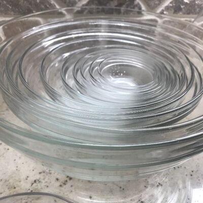 Set of Clear Duralex Glass Mixing Bowls