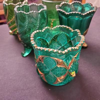 Vintage Green Glass Spooners
