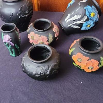 Beautiful Black Tiffin Vases