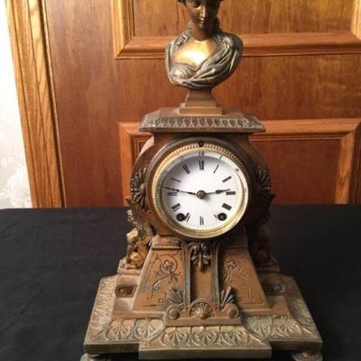 French Style Vintage Metal Mantel Clock