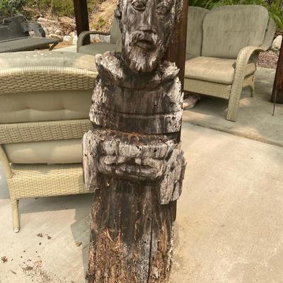 Saint Francis rustic wood carving statue