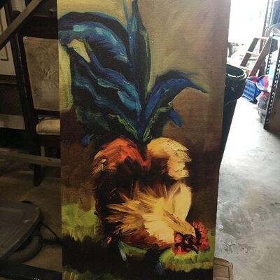 https://www.ebay.com/itm/124347230492	LAR0021 Rooster with Blue tail in Gras Diane Whitehead Giclee on Canvas  (14