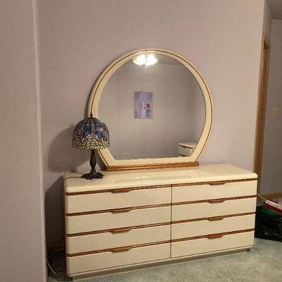 VINTAGE LANE IVORY LAQUERED DOUBLE DRESSER WITH MIRROR - BUY IT NOW $400 - MATCHING TALL DRESSER ALSO AVAILABLE - BUY IT NOW $325