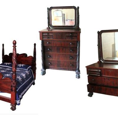 est. 200 yr. old carved BR set