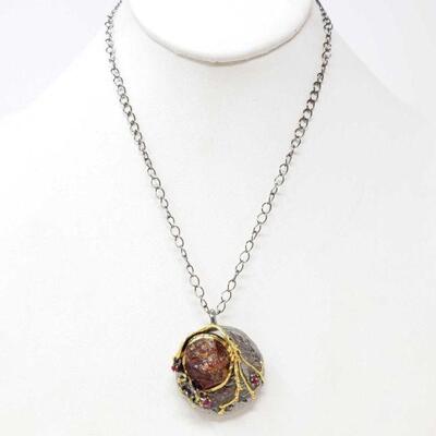 Chain With Ruby Pendant
Sterling Silver Pendants, Rings, And Earrings, 76.5g