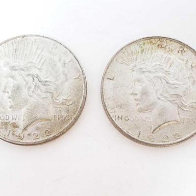 2580	

2 1922 Silver Peace Dollars
Philadelphia Mint
