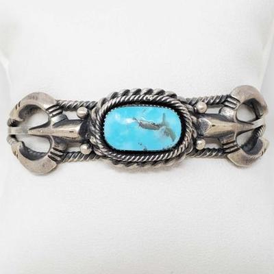 2032	

Sterling Silver Native American Turquoise Cuff Bracelet- 25.5gGenuine Turquoise 
Navajo Native American Southwest Indian 
Approx...