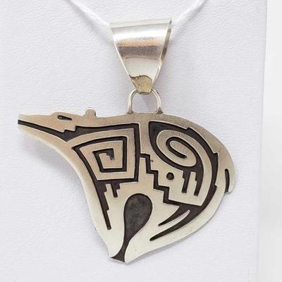 2062	

Overlay Bear Sterling Silver Native American Pendant, 8.4g
Weighs Approx 8.4g
Navajo Native American Southwest Indian 
Measures...