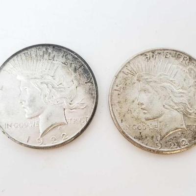2590	

1922-D And 1922-S Silver Peace Dollars
San Francisco And Denver Mint