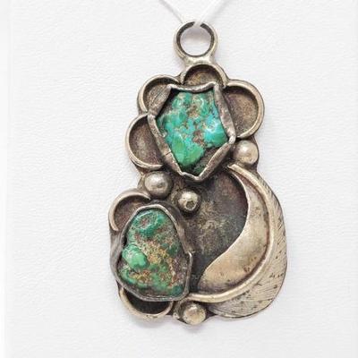 2186	

Old Pawn Antique Nevada Turquoise Sterling Silver Pendent- 13.9g
Weighs Approx 13.9g
Measures approx1