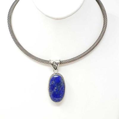 2150	

Sterling Silver Necklace And Pendant With Semi Precious Stone, 72g
Weighs Approx 72g