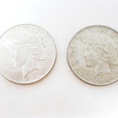 2582	

2 1922 Silver Peace Dollars
Philadelphia Mint