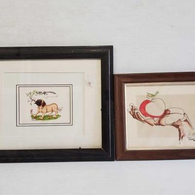 7080	

2 Framed Sketches
Appear To Be Signed, Measurements Include 14"Ã—16" and 10"Ã—12"