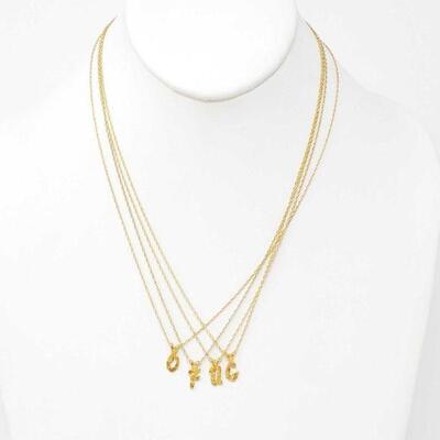 #2282 â€¢ 4 10k Gold Chains With 4 10k Gold Pendant, 3.4g
 weighs approx 3.4g