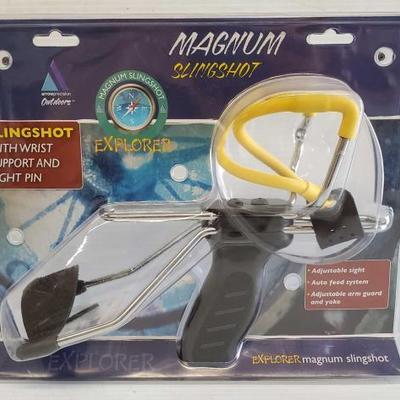 7040	

Explorer Magnum Slingshot
Adjustable Sight, Auto Feed System, Adjustable Arm Guard And Yoke