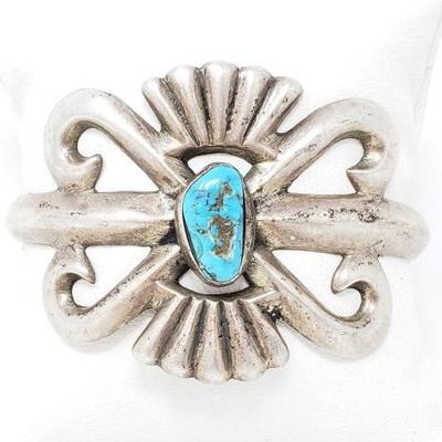 2178	

Old Pawn Mountain Turquoise Large Sandcast Sterling Silver Cuff, 50.4g
Weighs Approx 50.4g
Approx 1.75