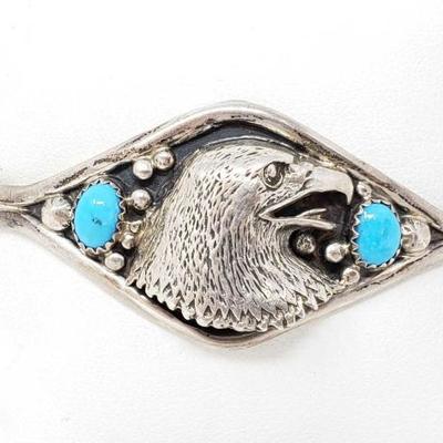 2162	

Sterling Silver Cuff Bracelet With Turquoise, 16.9g
Weighs Approx 16.9g
