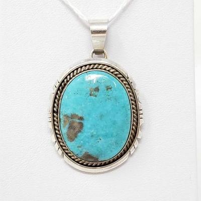 2068	

P. Skeets Turquoise Sterling Silver Pendant, 11.4g
Weighs Approx 11.4g
Genuine Turquoise 
Navajo Native American Southwest Indian...