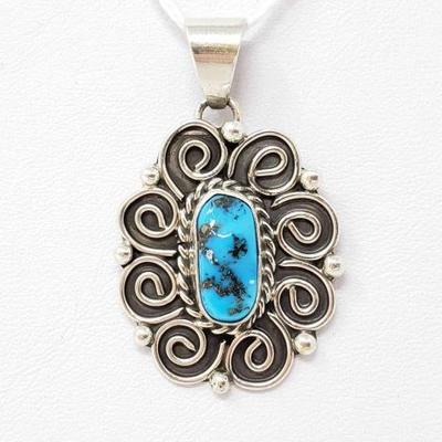 2072	

Betta Lee Kingman Turquoise Sterling Silver Pendant, 6.3g
Weighs Approx 6.3g
Genuine Turquoise 
Navajo Native American Southwest...