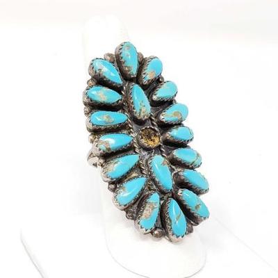2172	

Sterling Silver And Turquoise Ring, 12.2g
Weighs Approx 12.2g Size 8