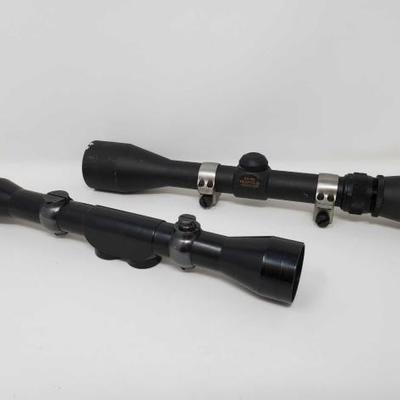 1045	

2 Rifle Scopes
Brands Include Weatherby, and Redfield Tracker. Magnification Includes 4Ã—81, and 3Ã—-9Ã—
