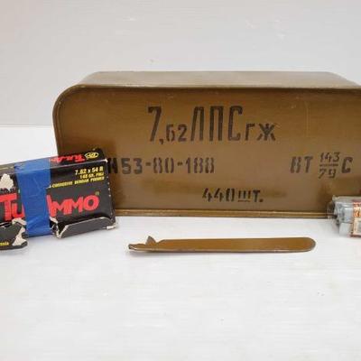 1234	

1 Ammo Can Contains Approx 440 Rounds Of 7.62, 5 Pack Of Stripper Clips, and More!
1 Ammo Can Contains Approx 440 Rounds Of 7.62,...