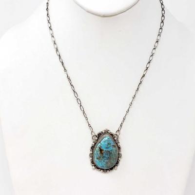 2088	

Shelia Becenti Nevada Turquoise Sterling Silver Necklace, 20.9g
Weighs Approx 20.9g
Measures Approx 16