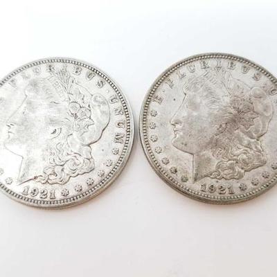 2566	

2 1921-D Morgan Silver Dollars
Denver Mint
