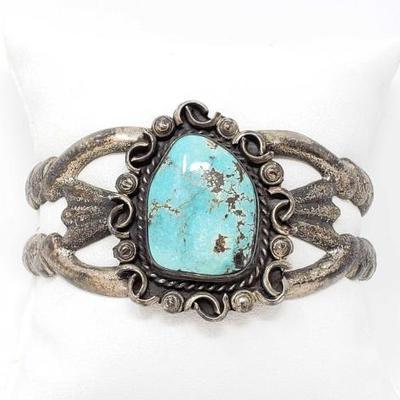 2168	
Old Pawn Vintage Nevada Turquoise Sterling Silver Cuff, 62.5g
Weighs Approx 62.5g
Approx 1.5