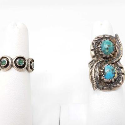 2236	

Two Sterling Silver Rings With Turquoise Stones
Size 5
