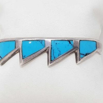 2188	

Native American Turquoise Silver Bracelet- 35.7g
Weighs Approx 35.6g