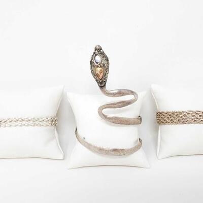 #2308 â€¢ 3 Sterling Silver Bracelets- 66.2g