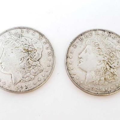 2572	

2 1921-S Morgan Silver Dollars
San Francisco Mint
