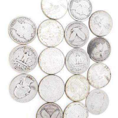 2646	

11 Pre-1964 Silver Quarters And 6 Silver Barber Head Half Dollars, 103.4g
Weighs Approx 103.4g